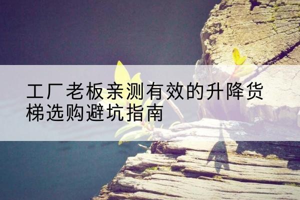 佛坪升降货梯怎么选-工厂老板亲测有效的升降货梯选购避坑指南